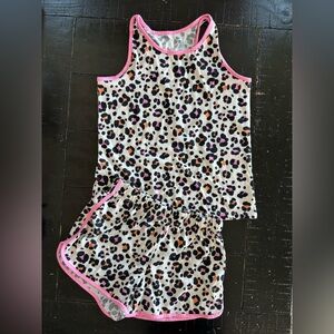 XL Cat & Jack Leopard Print Kids Pajamas Set - Pink and Orange